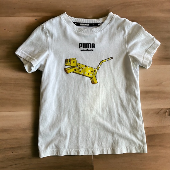 Puma x Minecraft Ocelot Graphic Tee Kids Sz 7/8 - Picture 2 of 7